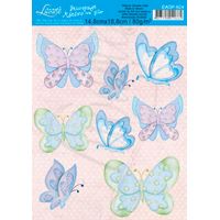 Papel Decoupage Adesivo com Glitter 15 x 21,3cm 024 - borboletas