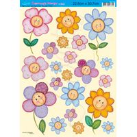 Papel Decoupage Escolar c/ Glitter 22,8 x 30,8cm Deg009 - flores