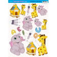 Papel Decoupage Escolar c/ Glitter 22,8 x 30,8cm Deg011 - animais