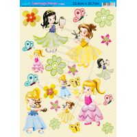 Papel Decoupage Escolar c/ Glitter 22,8 x 30,8cm Deg014 - princesas