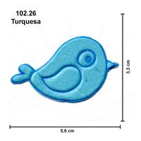 Aplicação Termocolante Pássaro Cetim - 3 unid 102.26 - turquesa