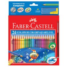 Lápis de Cor Aquarelável Grip Faber-Castell - 24 Cores + 1 Apontador + 1 Pincel