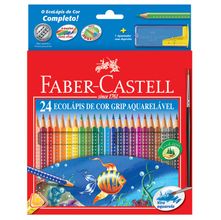 Lápis de Cor Aquarelável Grip Faber-Castell - 24 Cores + 1 Apontador + 1 Pincel