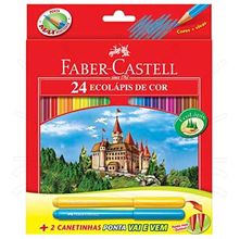 Lápis de Cor Faber Castell - 24 Cores + 2 Canetinhas Ponta Vai e Vem