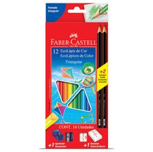 Lápis de Cor Triangular Faber-Castell - 12 Cores + Kit