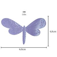 Aplicação Libélula Cetim - 5 Unid. 108 - lilás