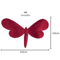 Aplicação Libélula Cetim - 5 Unid. 109 - vermelho