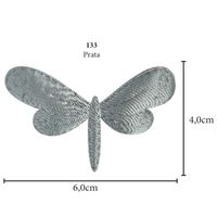 Aplicação Libélula Cetim - 5 Unid. 133 - prata