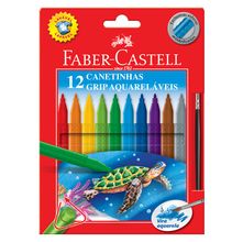 Canetinha Aquarelável Grip Faber-Castell - 12 Cores + Pincel