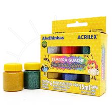 Tinta Guache Fantasia com Glitter Acrilex - 6 cores