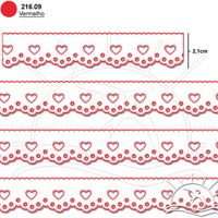 Bordado Marilda Mod. 26 Mini Lasy Coração 10 Metros - Cores 09 - vermelho
