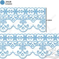 Passa Fita Marilda Mod. 07 com Bordado 10 Metros - Multicolor 26 - turquesa