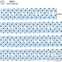 Passa Fita Marilda Mod. 02 Margarida 10 Metros - Estampado Bolinhas 502.11 - azul c/ marrom