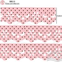 Bordado Marilda Mod. 03 Lasy 10 Metros - Bolinhas 505.11 - rosa c/ marrom