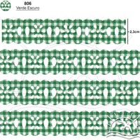 Passa Fita Marilda Mod. 02 Margarida 10 Metros - Estampado Xadrez 806 - verde escuro