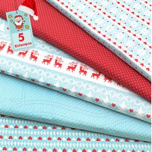 Kit de Tecido Natal Azul (30x70) 5 Estampas