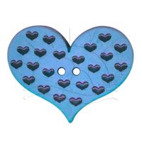 Botão Coração Estonado - 2 unid Azul