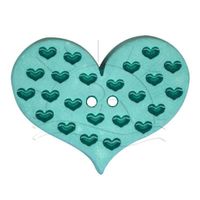 Botão Coração Estonado - 2 unid Verde