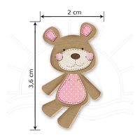 Botão em MDF e Tecido Animais - BMT Bmt 003 - urso rosa