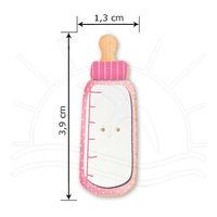 Botão em MDF e Tecido Animais - BMT Bmt 005 - mamadeira rosa