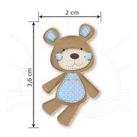 Botão em MDF e Tecido Animais - BMT Bmt 009 - urso azul