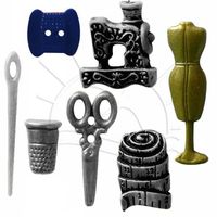 Kit Botões e Apliques de Costura - 7 unidades Prata