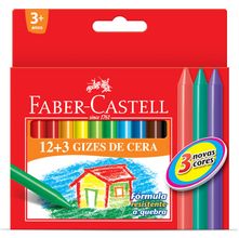 Giz de Cera Pequeno Faber-Castell - 12 + 3 Cores Novas