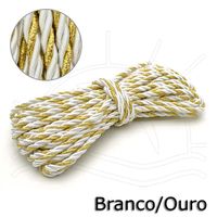 Cordão de São Francisco Mescla Metalizado 6 mm - 10 metros Branco/ouro