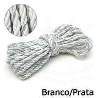 Cordão de São Francisco Mescla Metalizado 6 mm - 10 metros Branco/prata