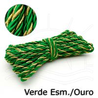 Cordão de São Francisco Mescla Metalizado 6 mm - 10 metros Verde esmeralda/ouro