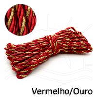 Cordão de São Francisco Mescla Metalizado 6 mm - 10 metros Vermelho/ouro