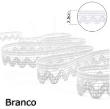 Renda Zig Zag Estreita Branca 2,5cm - 30m