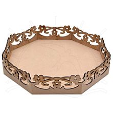 MDF Bandeja - Oitavada Vazada Floral 26,5x26,5x5