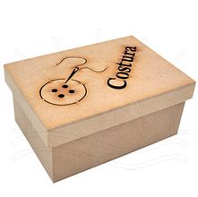 MDF Caixa - Costura Vazada Botão 17x12x8