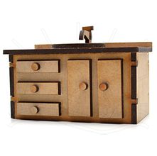 MDF Miniatura - Gabinete de Banheiro 4x17x9