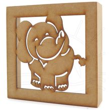 MDF Quadro - Vazado Elefante 20x2x20