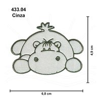 Aplicação Termocolante Hipopótamo Pelúcia - 3 unid 433.04 - cinza