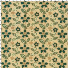 Tecido Estampado para Patchwork - Floral Verde Fundo Castanho (0,50x1,40)