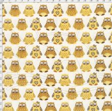 Tecido Estampado para Patchwork - Mini Coruja Carmel (0,50x1,40)