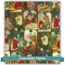 Tecido Estampado para Patchwork - Tags Papai Noel DN008 (0,50x1,40)