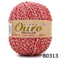 Barbante Ouro Tricolor 400g 80313 branco/laranja/vermelho