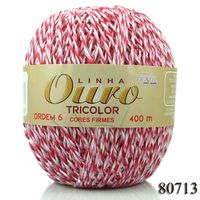 Barbante Ouro Tricolor 400g 80713 branco/rosa claro/vermelho