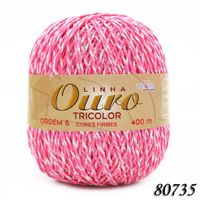 Barbante Ouro Tricolor 400g 80735 branco / rosa / rosa neon