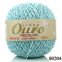 Barbante Ouro Tricolor 400g 80204 branco/azul turquesa/verde água