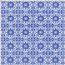 Tecido Estampado Para Patchwork - Azulejo Português Coimbra 325252 Cor 1625 (0,50X1,40)