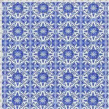 Tecido Estampado Para Patchwork - Azulejo Português Coimbra 325252 Cor 1625 (0,50X1,40)