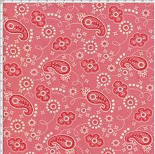 Tecido Estampado para Patchwork - Bandana Retrô Coral Escuro Premium (0,50x1,40)