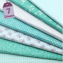 Kit de Tecido Verde Água Antigo (30x70) 7 Estampas