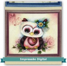 Tecido Estampado para Patchwork - Corujas Rose Ferreira 33517 Mochos Palha 01 (0,60X1,40)