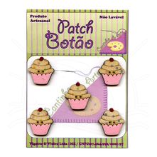 Botão Patch Cupcake Rosa 1103 - 5 unid